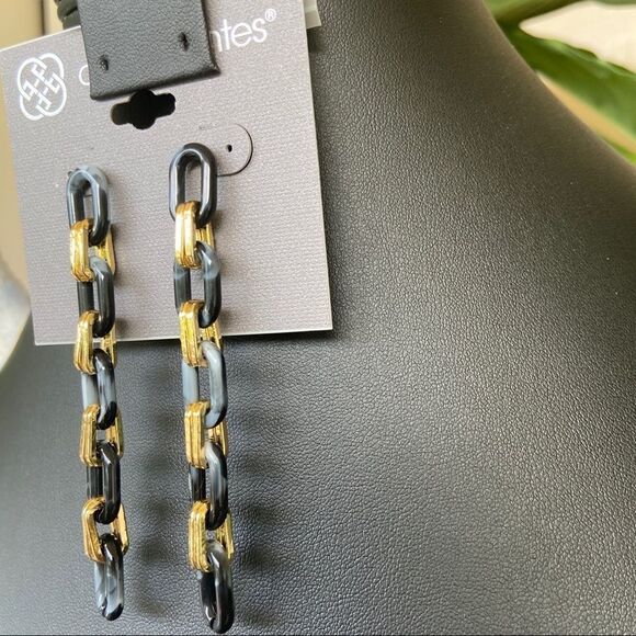 Waterfall Chain Link Gold Black Daisy Fuentes Fashion Earrings $16ea / 3 for $25 - Picture 5 of 7